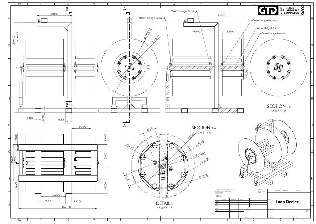 Loop reeler drawing, first page