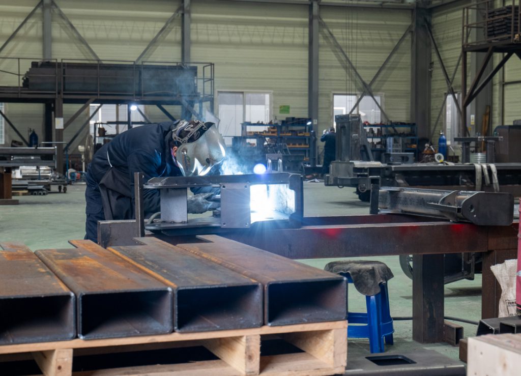 Welding a drill rig chassis